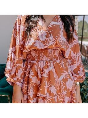 Entro Rust and White Floral Dress